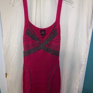 Deep Fuchsia and Dark Pewter Mini Bodycon Dress